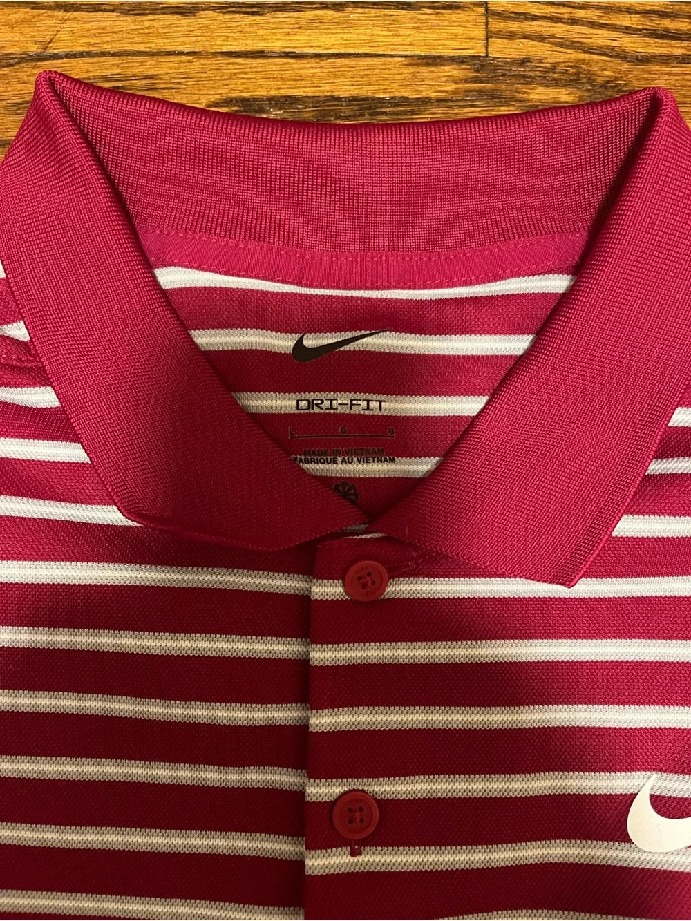 Nike Men’s Maroon & White Striped Polo Shirt